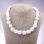 Collar de caolín natural facetado, forma multilateral 13×15 mm, longitud 50 cm