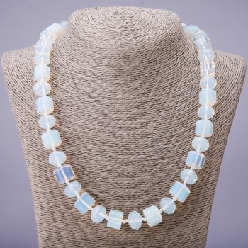 Collar de piedra lunar hexagonal, cuentas de 12 mm y rondeles de 14×11 mm, longitud 50 cm