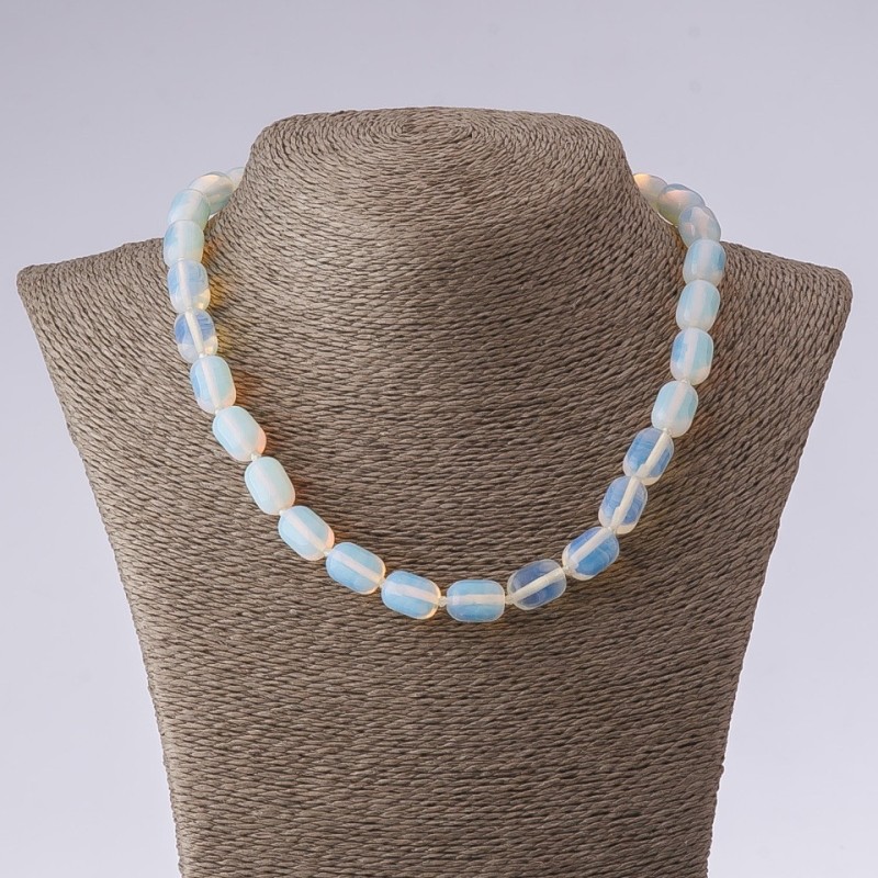 Collar de piedra lunar «cilindro barril», longitud 45 cm