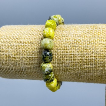 Pulsera de jadeíta amarilla, cubos 9×9 mm, longitud 18 cm (elástica)