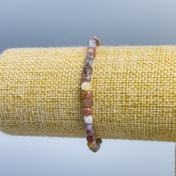 Pulsera de ágata de Botsuana, piedra natural, facetada en cubos, diámetro 4x4 mm ±, longitud 18 cm (elástico)