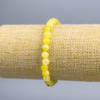 Pulsera de cuarzo rutilado (Hair Quartz) – cuentas lisas, diámetro 6,5 mm, longitud 18 cm (elástica)