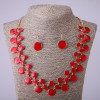 Juego de collar y pendientes con esmalte rojo, longitud 57–64 cm