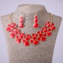 Conjunto de collar y pendientes con esmalte rojo, longitud 46–52 cm