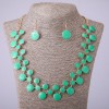 Conjunto de collar y pendientes con esmalte verde, longitud 57-64 cm