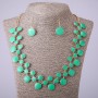 Conjunto de collar y pendientes con esmalte verde, longitud 57-64 cm