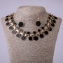 Conjunto de collar tipo 'puerta' y pendientes con esmalte negro, longitud 45 cm