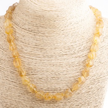 Collar de cuarzo dorado Volosatik, acabado pulido, longitud 21 cm, diámetro 0,9×1,1 cm