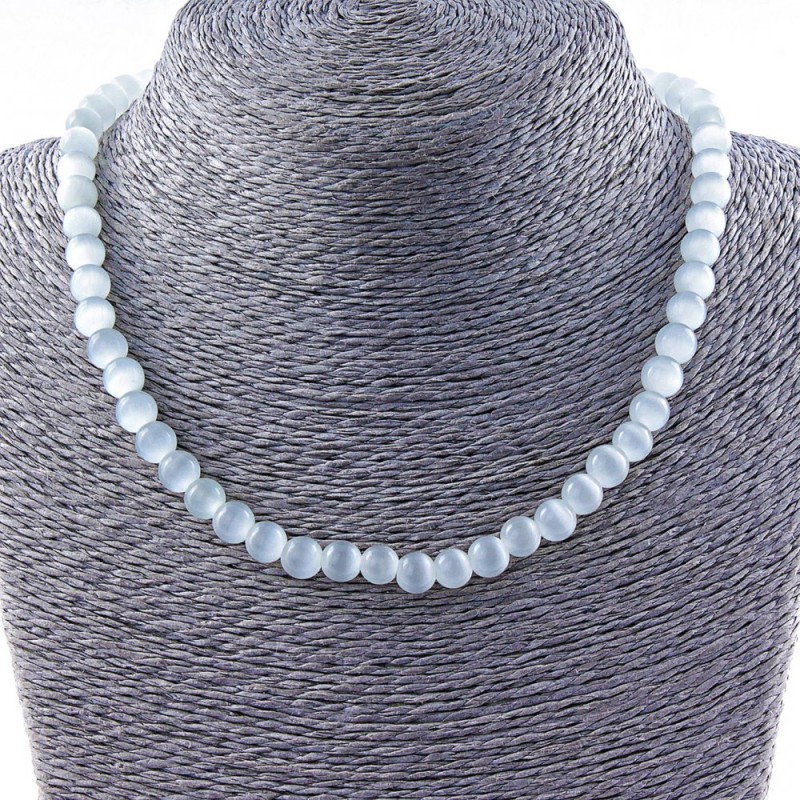 Collar de ojo de gato gris de 8 mm, 40 cm