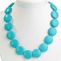 Collar de turquesa azul claro con monedas de 22 mm, longitud 45 cm ±