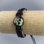 Pulsera de cuero ecológico con calavera y corazón en cierre ajustable 1 ud.