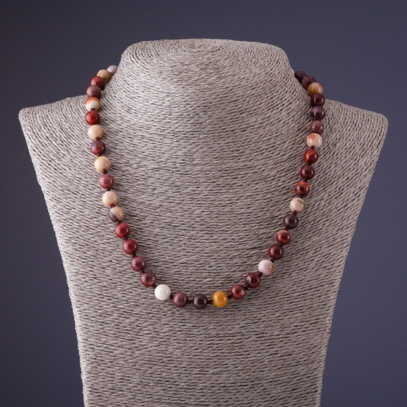 Collar de jaspe Mookaite, longitud 45 cm, diámetro 8 mm