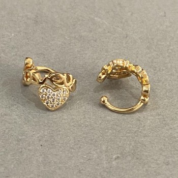 Arete clip Xuping baño de oro 18K cristales blancos Amor 10×8 mm +