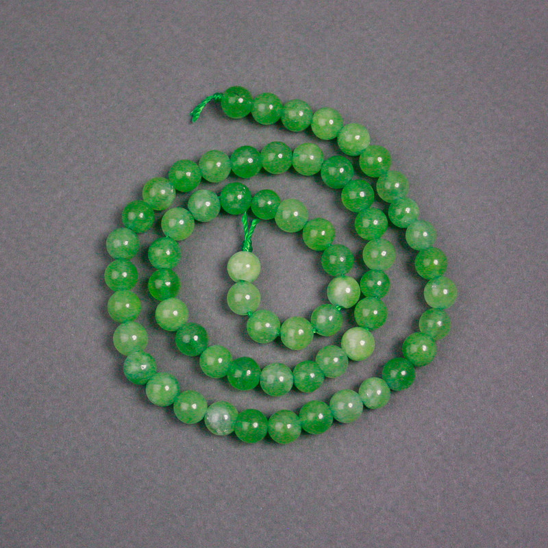 Cuentas de jade en hilo, bolas lisas, diámetro 6,5 mm, longitud 39 cm+-