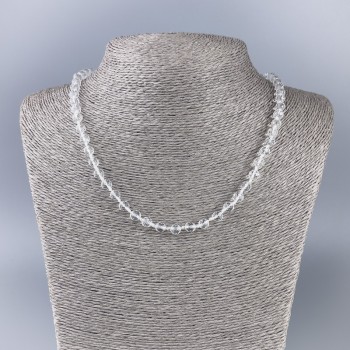 Collar de cristal de roca facetado, bola de 6 mm de diámetro, longitud 47 cm ±