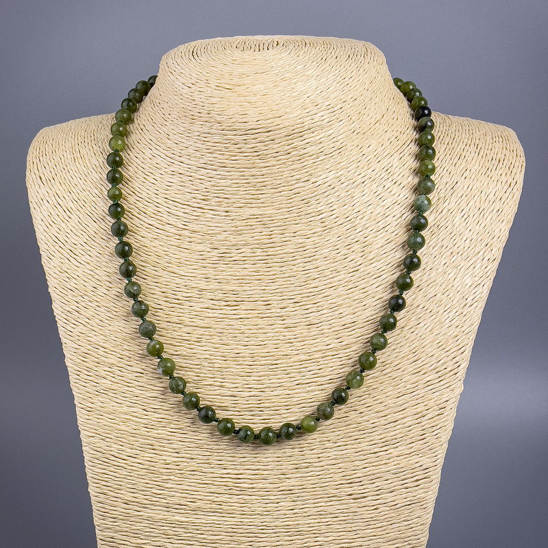 Collar de jadeíta artificial, bolas lisas, diámetro de 6,5 mm, longitud de 50 cm+-