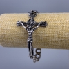 Pulsera-cadena «Jesús» de metal plateado, 66×43 mm, grosor 10 mm, longitud 20 cm +