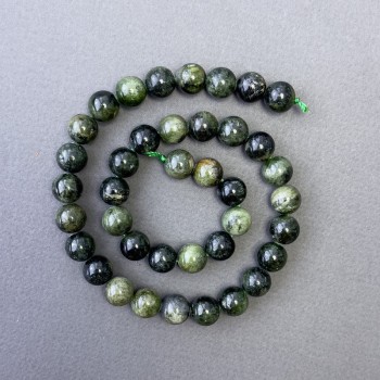 Cuentas de diopsido natural, bola lisa, diámetro 10 mm ±, longitud 39 cm ±
