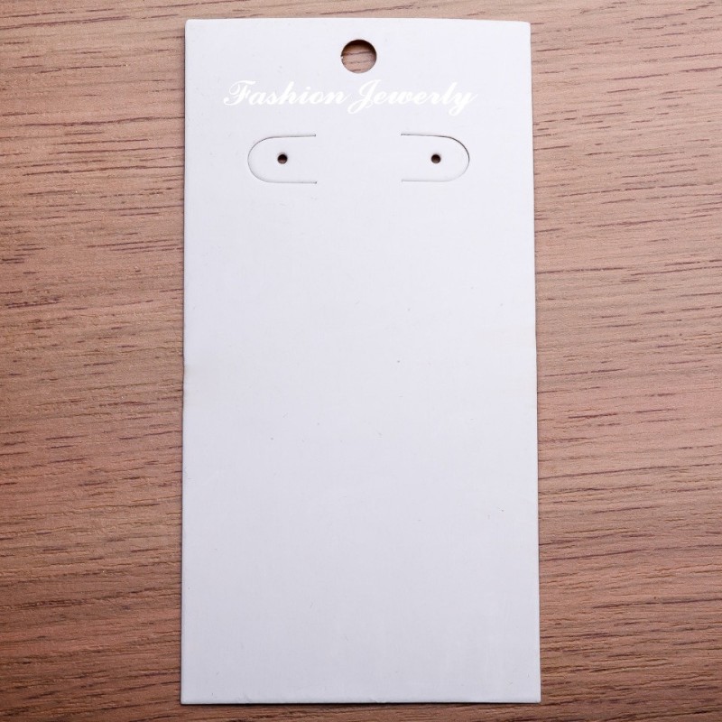 Expositor de cartón para pendientes 11,5×6 cm, blanco, 100 uds