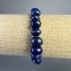 Pulsera de lapislázuli, piedra natural, cuentas facetadas grandes, diámetro 10×7 mm ±, longitud 18 cm ± (elástica)