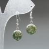 Pendientes de ágata musgosa, bolas lisas, diámetro 12,5 mm, longitud 33 mm