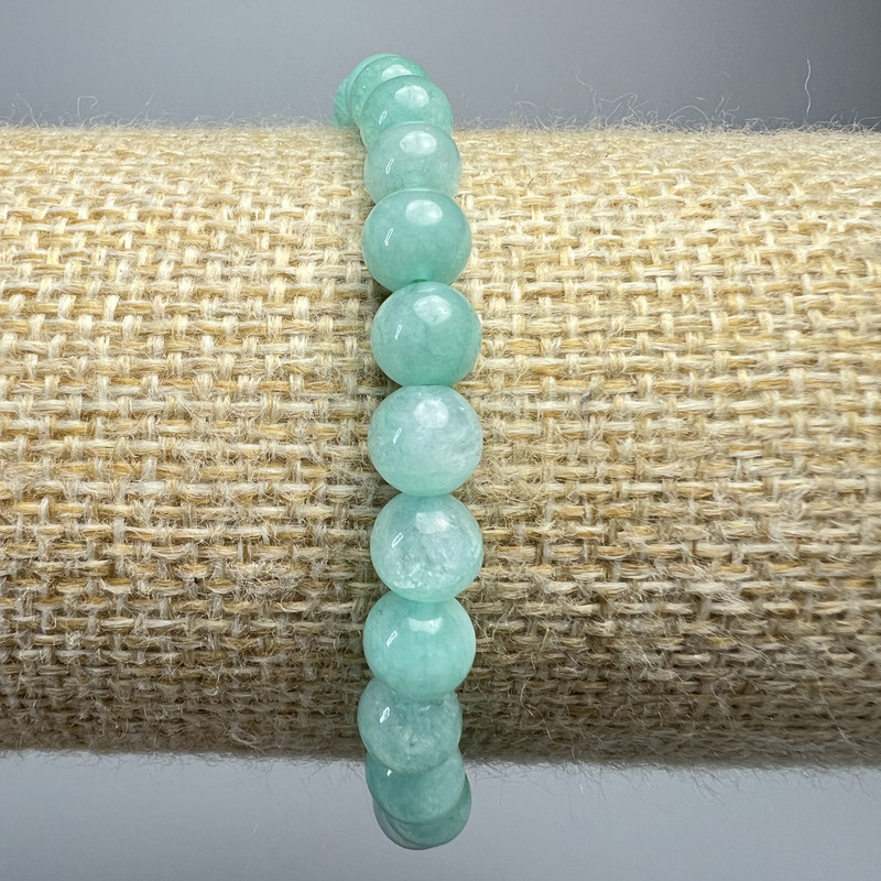 Pulsera de amazonita con bolas lisas, diámetro 6,5 mm, longitud 18 cm (elástico)
