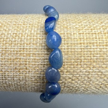 Pulsera azul de aventurina, piedra natural, cuentas facetadas, diámetro 7×9 mm, longitud 18 cm +/- (elástico)