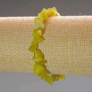 Pulsera de jadeíta amarilla, cuentas tipo chip 10×4 mm, longitud 18 cm (elástica)